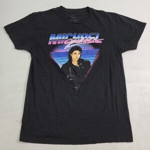 Michael Jackson Bad Neon Retro Black Short Sleeve Graphic T-Shirt Men's Sz M EUC